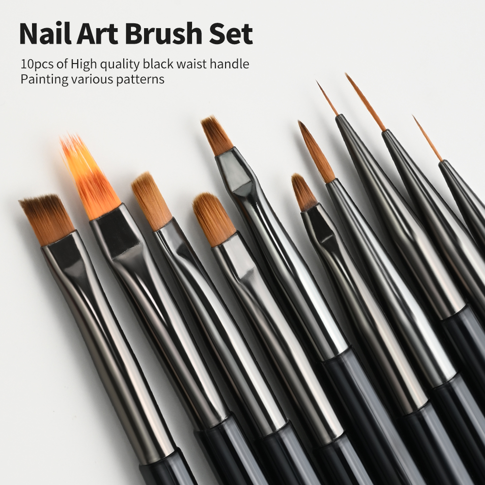 Nail Art Brush Set - ชุดปากกาเพ้นท์เล็บ 10 ชิ้น สำหรับเจลยูวี วาดลายเพ้นท์เล็บ อะคริลิคเจลยูวี