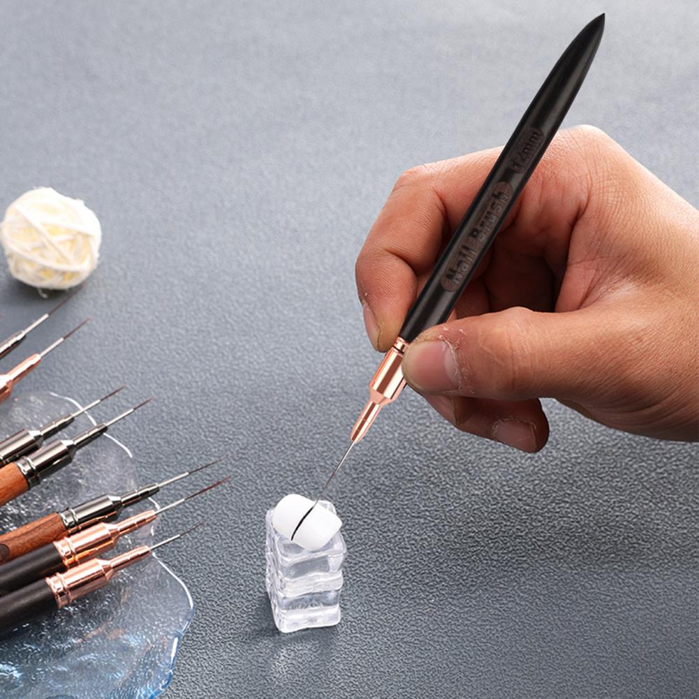 Nail Art Brush Set - แปรงแต่งเล็บละเอียด 6/9/12/15/18 มม. ชุดแปรงแต่งเล็บ ขนแปรงละเอียดพิเศษ ด้ามไม้