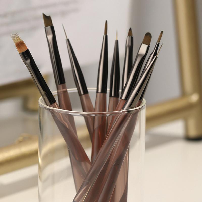 Nail Art Brush Set - ชุดปากกาทำเล็บอะคริลิคแบบมืออาชีพ 9 ชิ้น หัวแปรงอเนกประสงค์ จับถนัดมือ สำหรับผู้ที่ชื่นชอบการทำเล็บ
