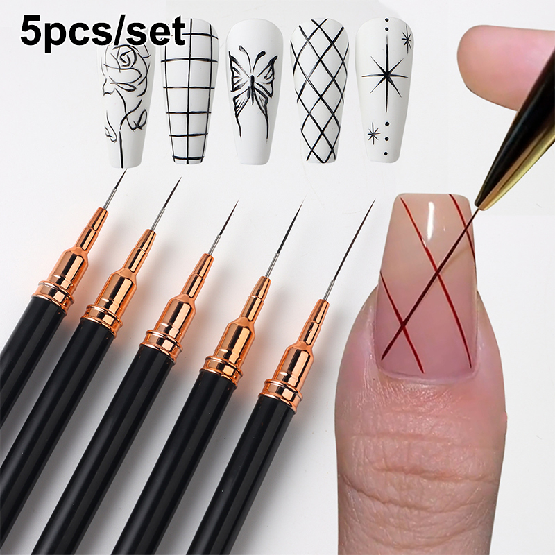 Nail Art Brush Set - Z. ชุดแปรงเพ้นท์เล็บมืออาชีพ 5 ชิ้น/ชุด สำหรับวาดลายเส้น ออกแบบลวดลาย