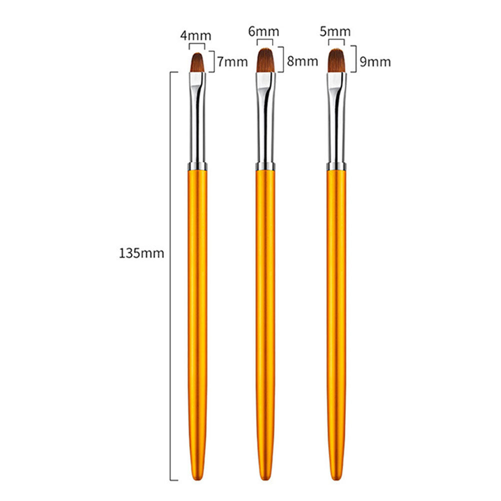 Nail Art Brush Set - ชุดปากกาเพ้นท์เล็บเจล UV 3 ชิ้น หัวกลม แปรงแต้มลายสำหรับวาดเส้นเล็ก