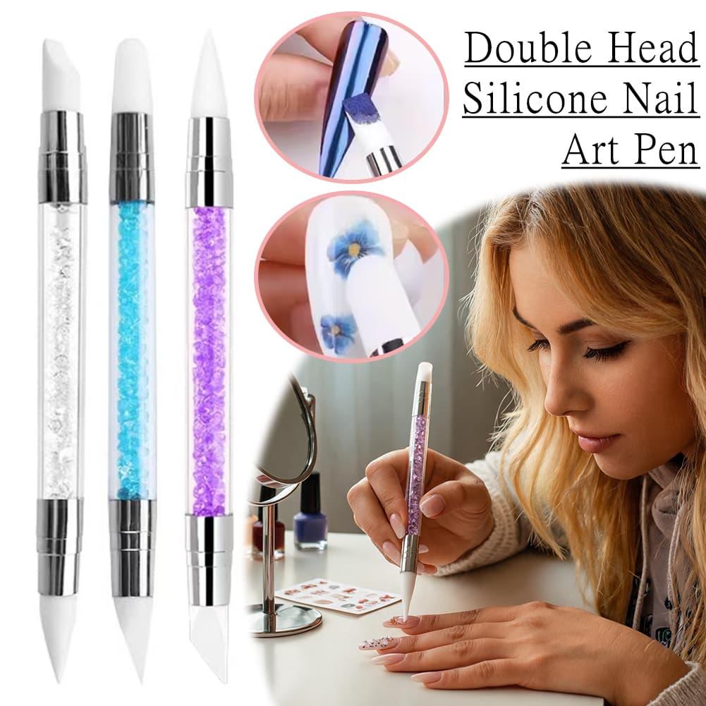 Nail Art Brush Set - ปากกาซิลิโคนสองหัวสำหรับตกแต่งเล็บ ปากกาสำหรับทากาว ปากกาสำหรับปั๊มลายนูนแบบนุ่มพิเศษ แปรงสำหรับตกแต่งเล็บ ชุดแปรงสำหรับตกแต่งเล็บ