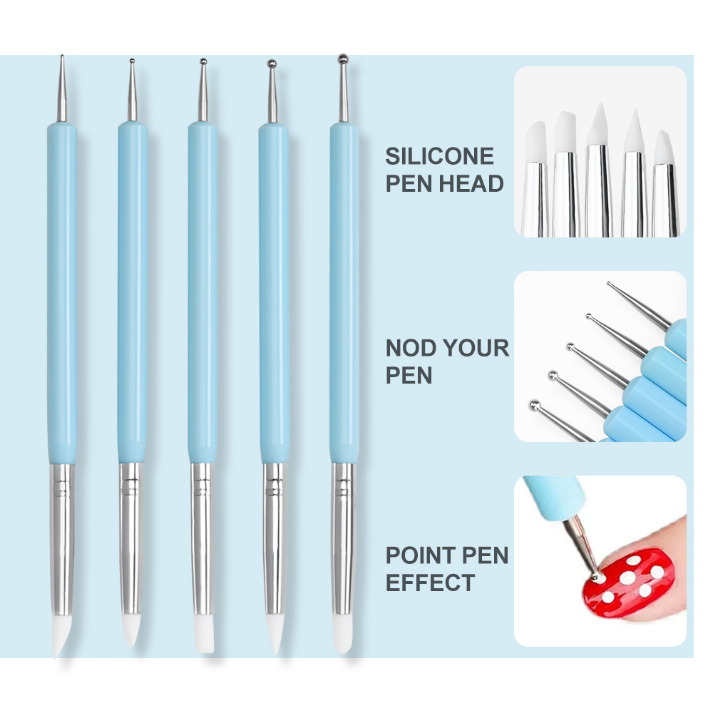 Nail Art Brush Set - ชุดแปรงเพ้นท์เล็บ 1/3/5/6 ชิ้น/ชุด - ปากกาซิลิโคนสำหรับตกแต่งลายจุด, แปรงเพ้นท์ลายเส้นแบบฝรั่งเศส,