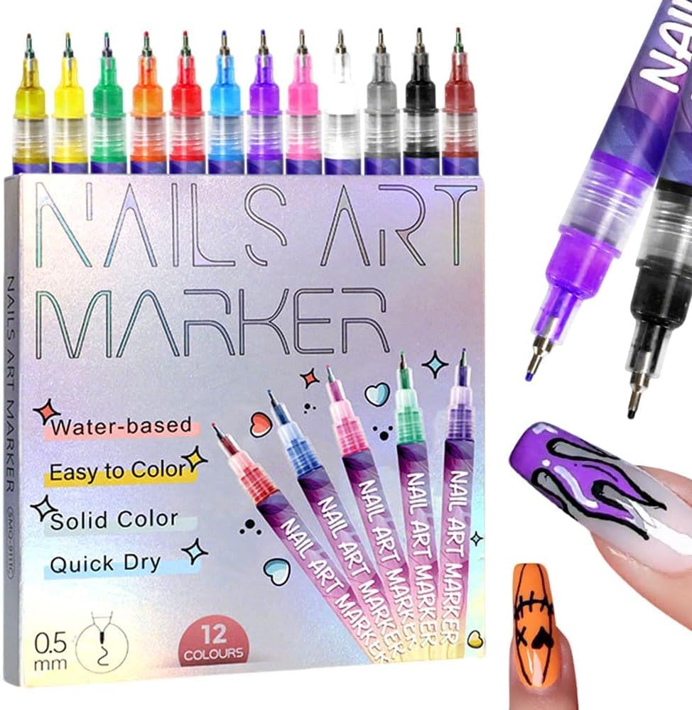 ชุดปากกาเพ้นท์เล็บ 12 สี, ปากก - Nail Art Brush Set บทวิจารณ์และราคา
