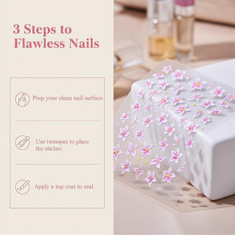 สติกเกอร์ติดเล็บลายดอกไม้ 5D ด - Nail Art Ombre Pink บทวิจารณ์และราคา