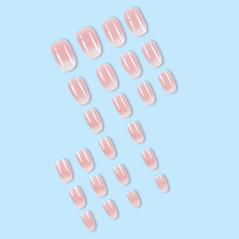 24 ชิ้นรูปไข่สั้นสีชมพูกดบนเล็ - Nail Art Ombre Pink บทวิจารณ์และราคา