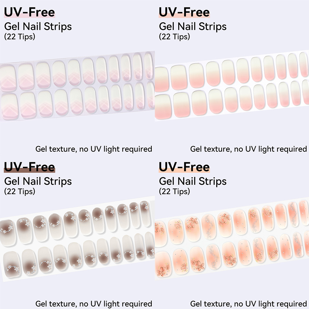 แผ่นเจลติดเล็บแบบไม่ต้องใช้ยูว - Nail Art Ombre Pink บทวิจารณ์และราคา