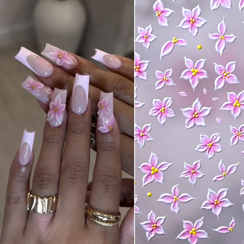 สติกเกอร์ติดเล็บลายดอกลิลลี่สี - Nail Art Ombre Pink บทวิจารณ์และราคา