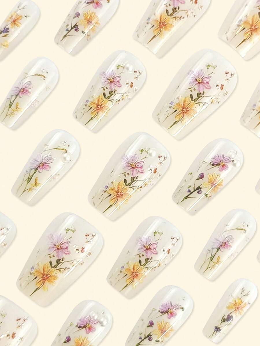 24 ชิ้น ชุดเล็บปลอมอะคริลิคทรง - Nail Art Ombre Pink บทวิจารณ์และราคา