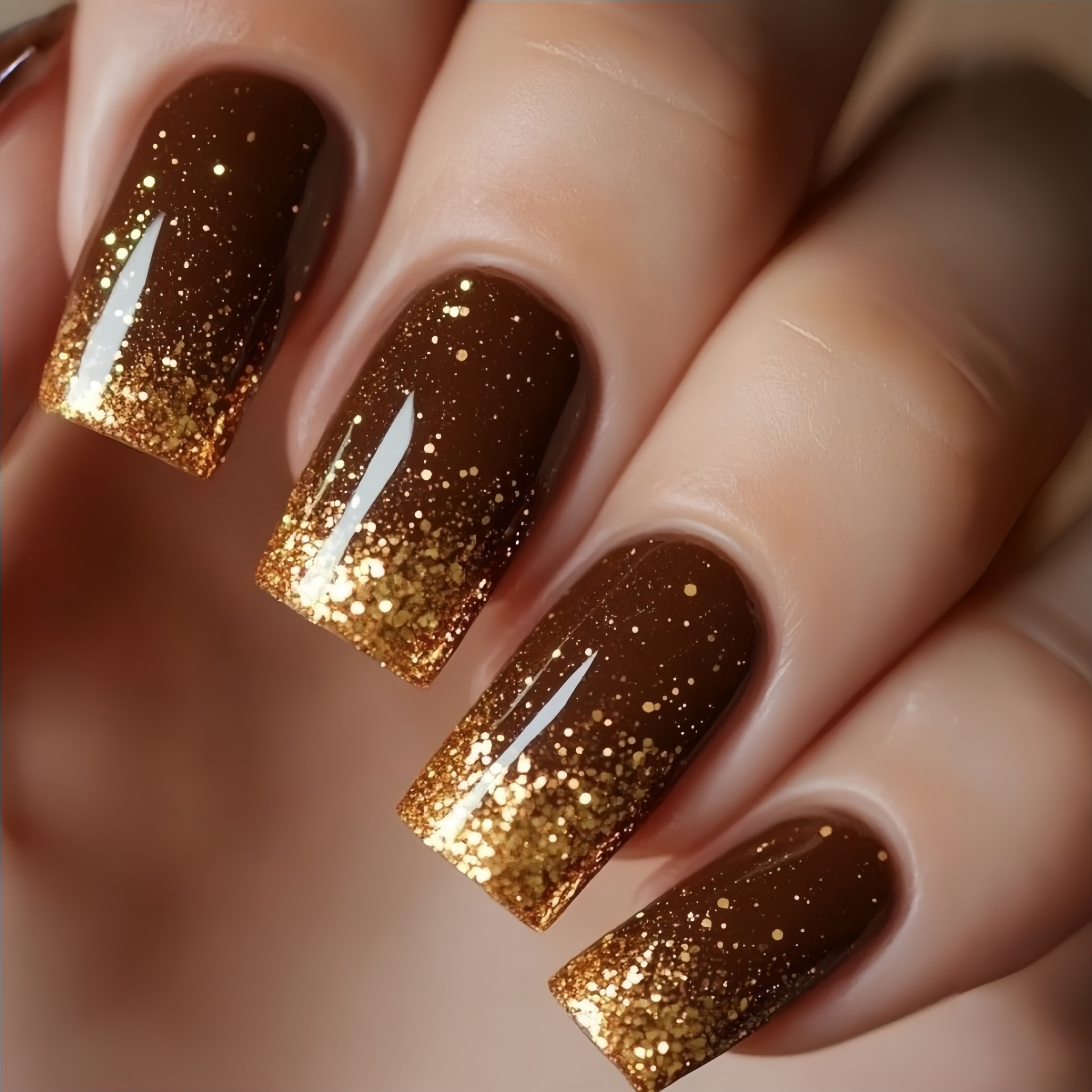 เล็บปลอมแบบสั้น-กลาง สีไล่ระดั - Nail Art Design บทวิจารณ์และราคา