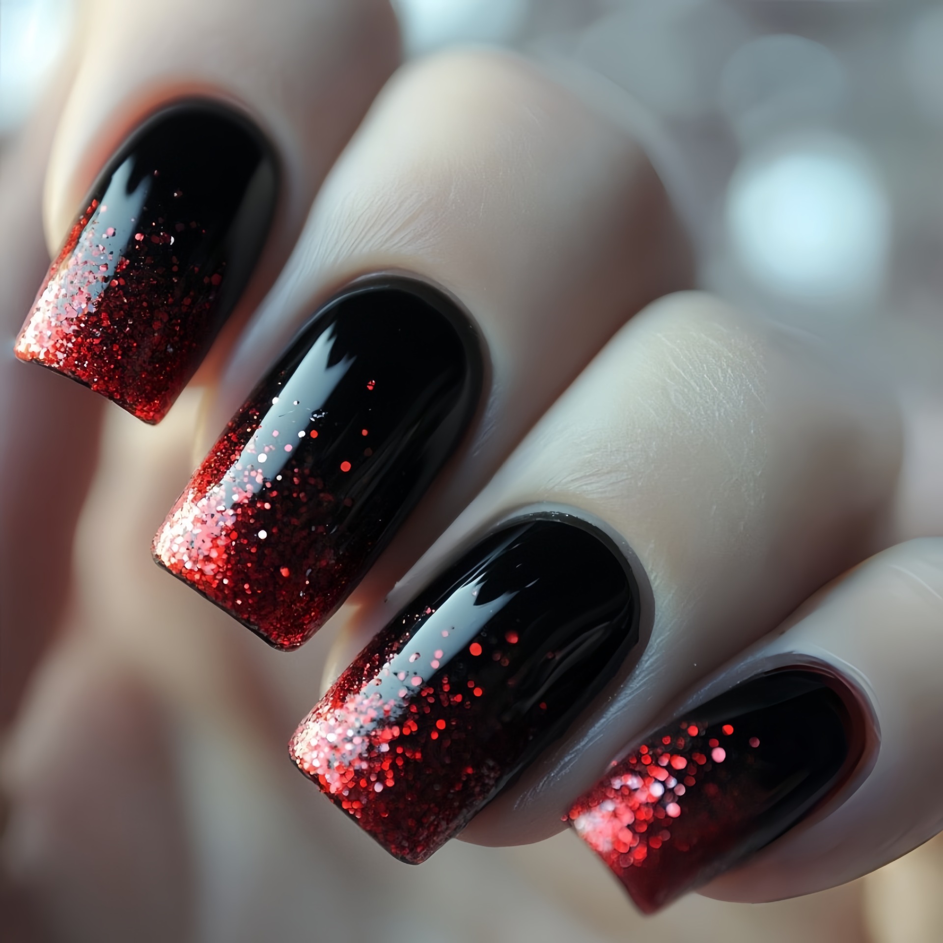 เล็บปลอมแบบสั้น-กลาง สีไล่ระดั - Nail Art Design บทวิจารณ์และราคา