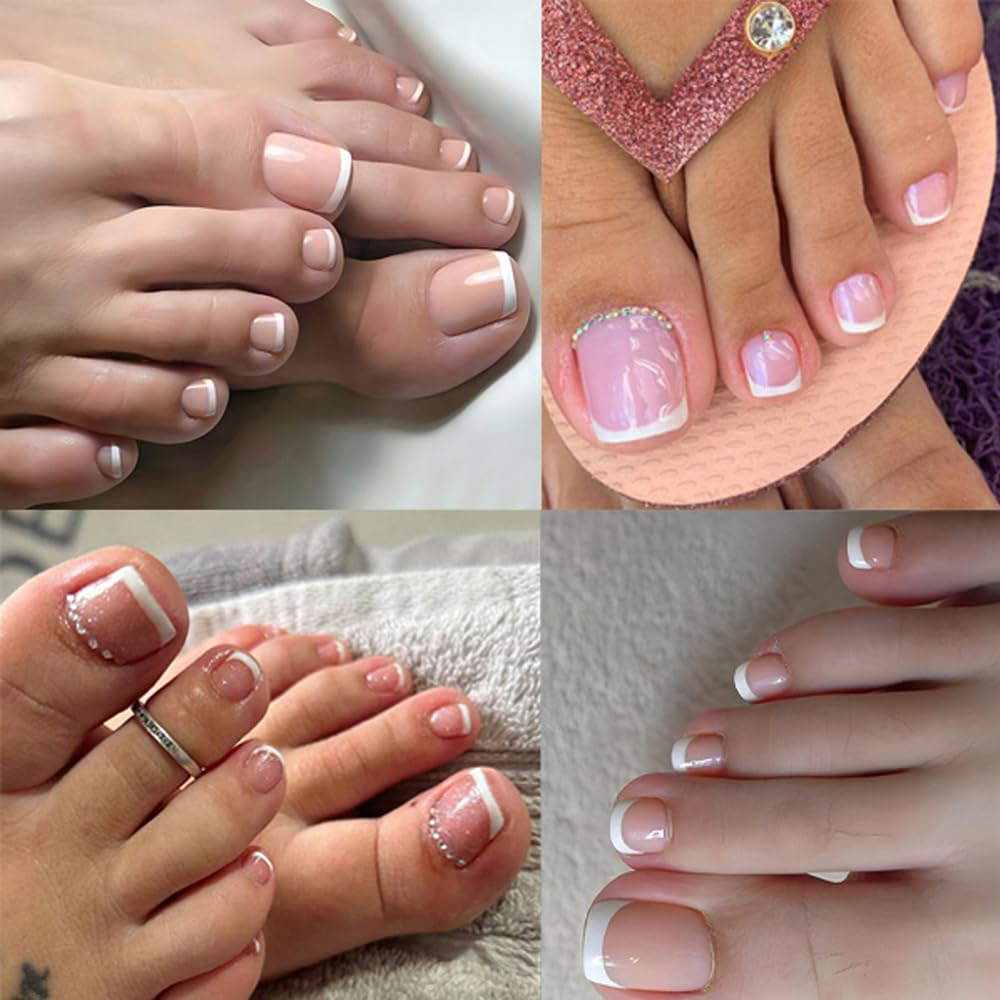 ปลายเล็บเท้าสีชมพูขาวแบบไล่เฉด - Nail Art Ombre Pink บทวิจารณ์และราคา